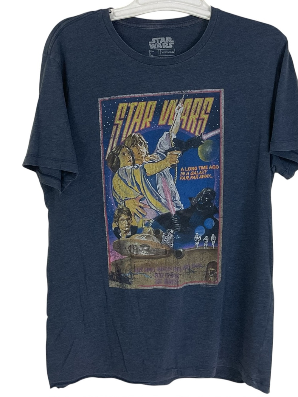Star Wars Fifth Sun Men’s Large T-Shirt Retro Movie Poster Graphic Charcoal Gray
